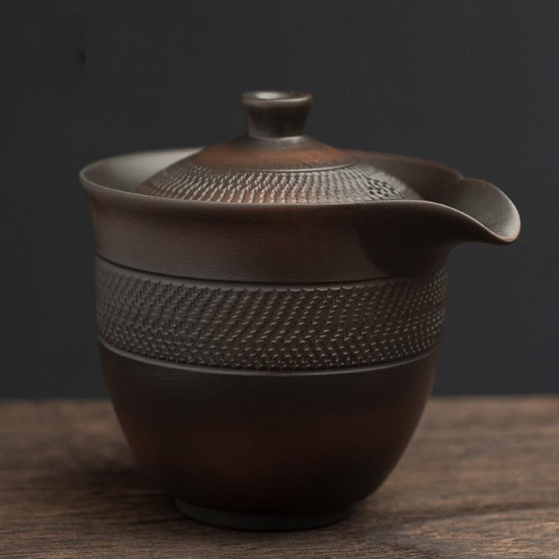 复古紫陶宝瓶茶壶手工紫砂手抓壶家用坭兴陶瓷泡茶器大号单壶茶具