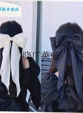 大蝴蝶结发夹红色夹子头饰发绳女头绳超J仙网红发卡后脑勺黑色发l