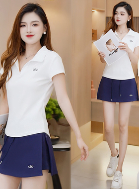 短袖T恤女裙裤两件套夏季薄款显瘦休闲小清新户外晨跑运动套装潮