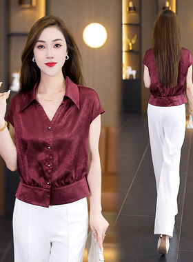 2025夏季新款短袖小衫长裤冰丝两件套宽松大码高端时髦一整套女装