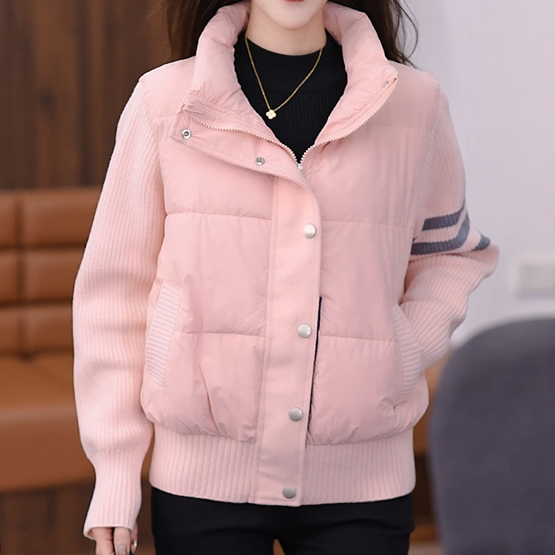 针织设计感洋气羽绒棉衣服女春秋冬装新短款宽松时尚加厚棉袄外套