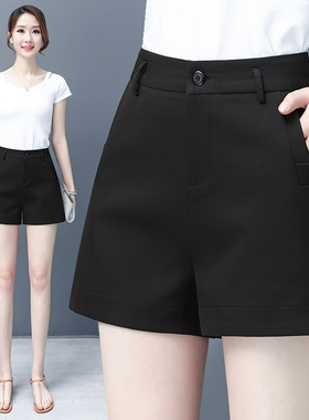 黑色西装短裤女夏季高腰a字外穿阔腿裤2025新款小个子休闲热裤子