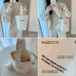 ANDCICI@ins风简约设计感小书包mini手提帆布遛弯很随意的包拎袋