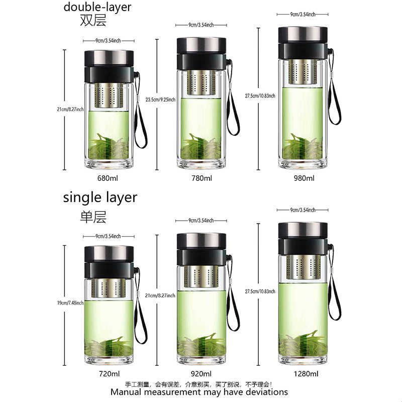 渊之源茶水分离玻璃杯单双层泡茶便携两用饮水杯超大容量水杯水具