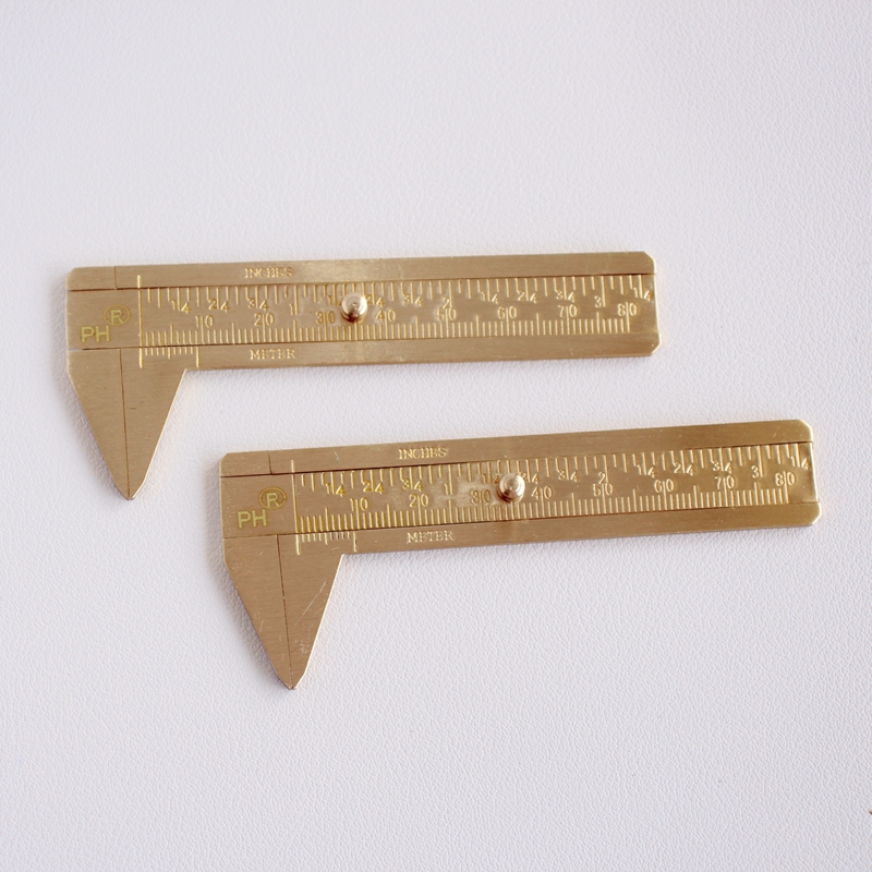 纯铜黄铜迷c你卡尺diy手工串珠文玩珍珠玉石圆珠测量工具游标卡尺