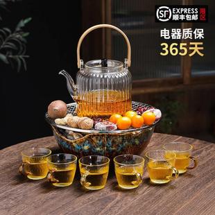 玻璃围 炉煮茶茶室内家用全套烤红薯电陶炉煮茶壶茶具F97J5HMM套装