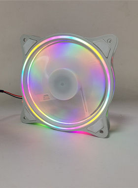 白色三光环机箱风扇5V笔记本散热器USB接口12CM电脑机箱散热风扇