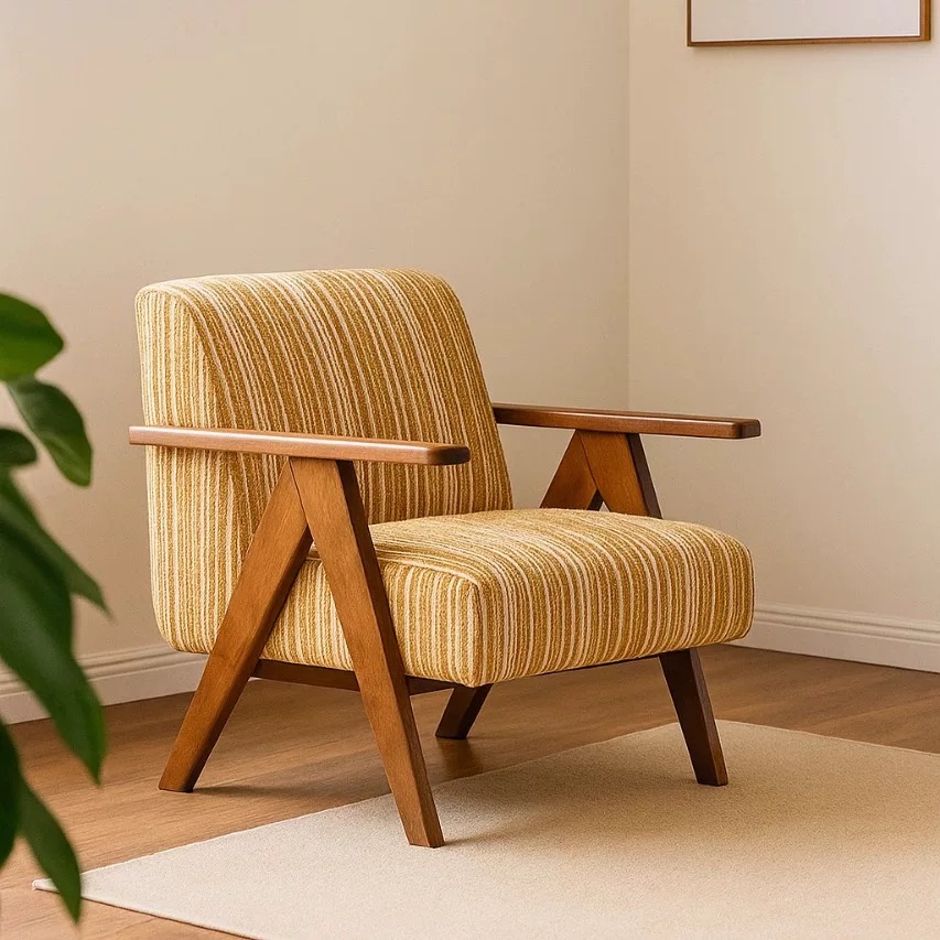 中古风设计师款实木复古休闲椅