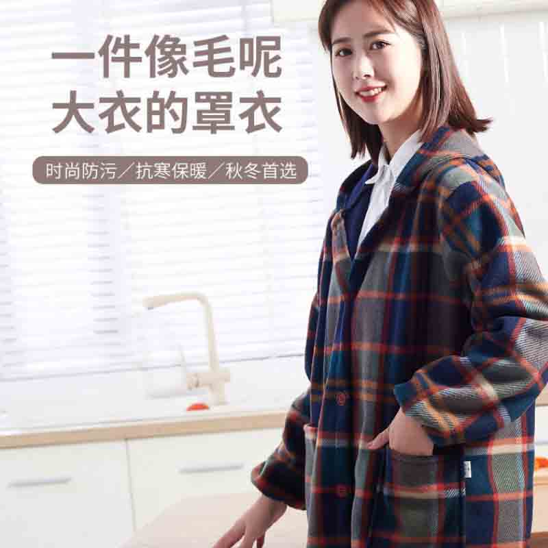 加绒加长冬天罩衣女工作服短款男