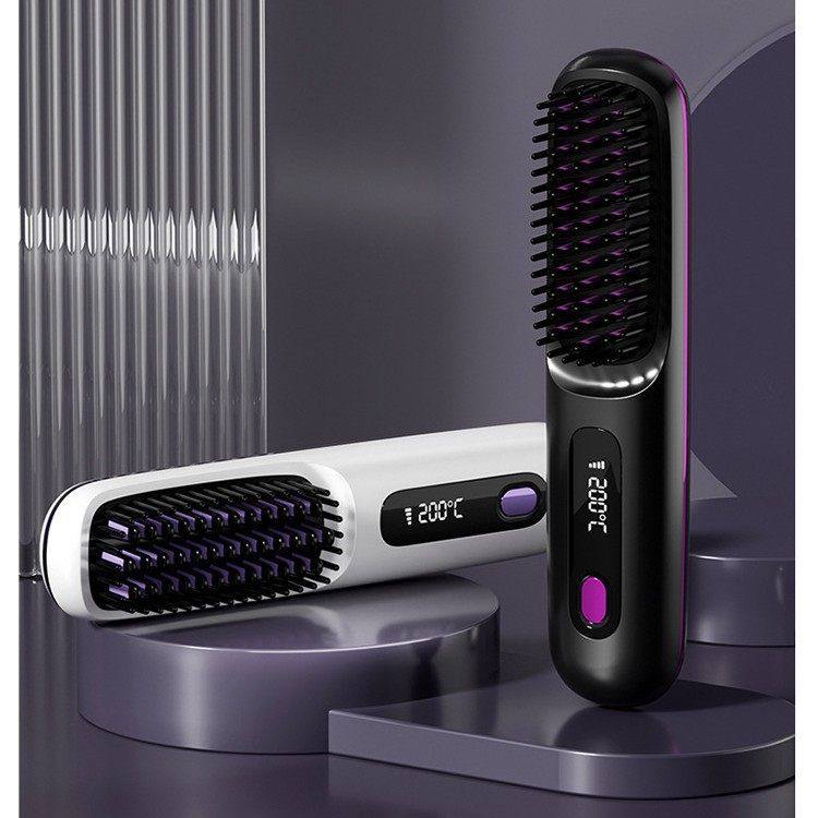 2024跨境新款液晶 USB充电陶瓷加热电梳子 无线便携负离子直发梳,家庭/个人清洁工具,梳子/化妆梳/按摩梳,淘宝优惠券,粉丝福利购,淘宝优惠卷