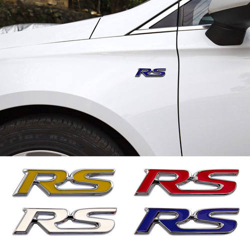 汽车装饰贴 个性贴 rs纯金属尾标3D立体车贴-RS红色金属车标