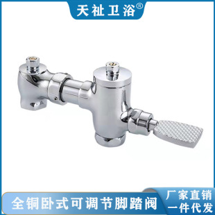 可伸缩大便冲洗阀手按式 全铜卧式 延时阀冲水器公厕所脚踏踩