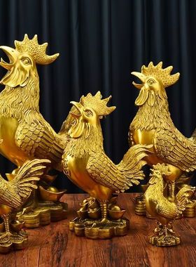 室内铜公鸡摆件铜鸡十二生肖鸡摆设如意鸡家居装饰品