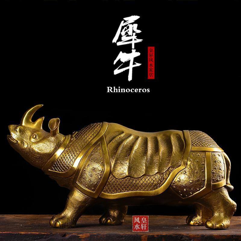 纯铜犀牛摆件家居玄关客厅办公室桌面装饰工艺礼品大号犀牛铜