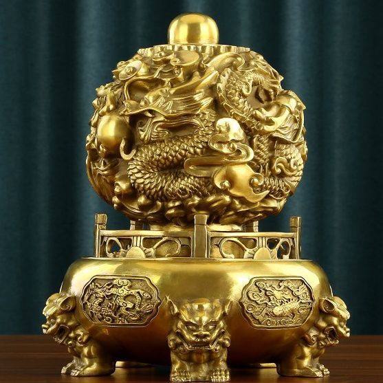 纯铜九转乾坤鼎摆件时来运转球家居办公室装饰品摆设开业乔迁礼品