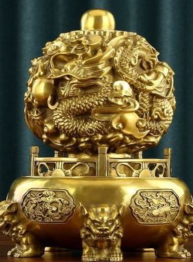 纯铜九转乾坤鼎摆件时来运转球家居办公室装饰品摆设开业乔迁礼品