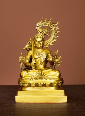 黄铜不动明王菩萨不动明王佛像属鸡本命佛家居佛堂供奉摆件