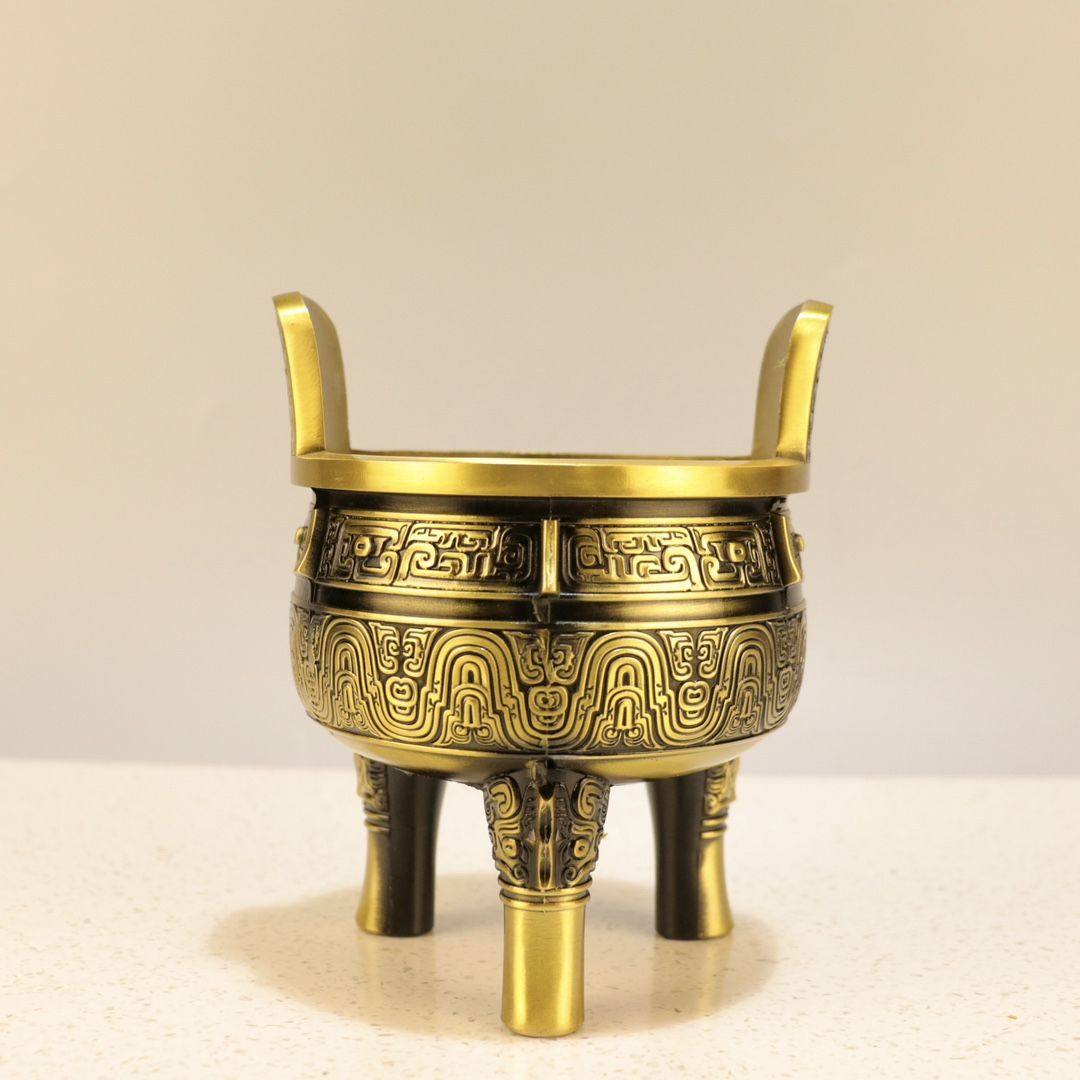 纯铜鼎摆件铜三足鼎青铜鼎铜鼎圆鼎盛鼎办公室定制开业礼品