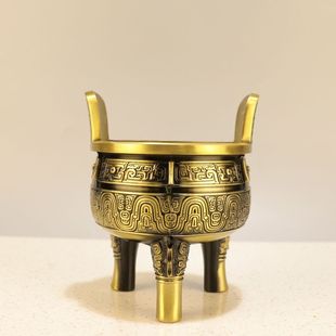 纯铜鼎摆件铜三足鼎青铜鼎铜鼎圆鼎盛鼎办公室定制开业礼品