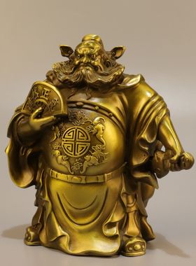 纯铜钟馗摆件家居装饰品客厅玄关实木雕刻手工艺品文玩摆件