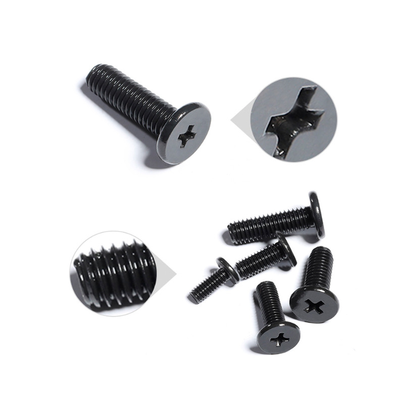 黑色十字平头/沉头螺丝钉碳钢加硬电子螺丝m2m2.5m3x3x4x5x6x8x30