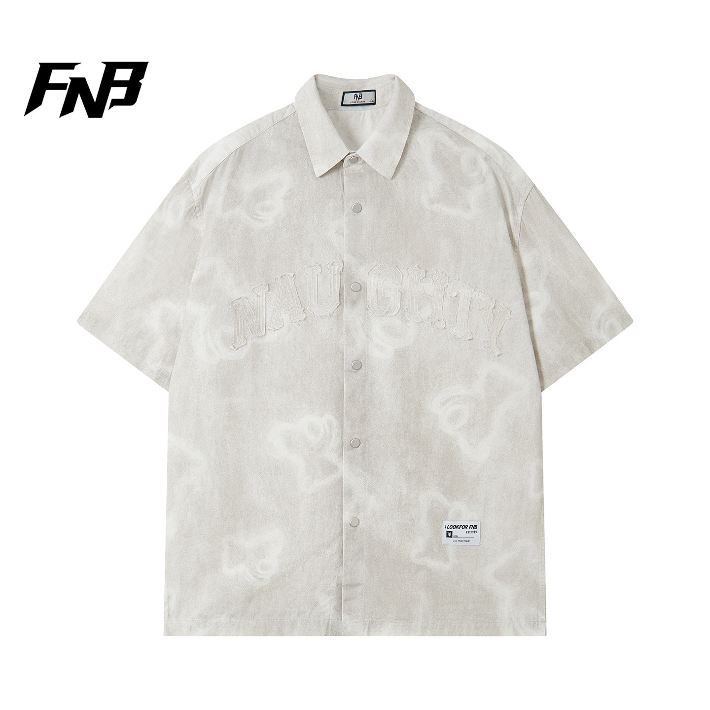 FNB潮牌男装短袖衬衫夏季肌理感翻领衬衣高级感透气