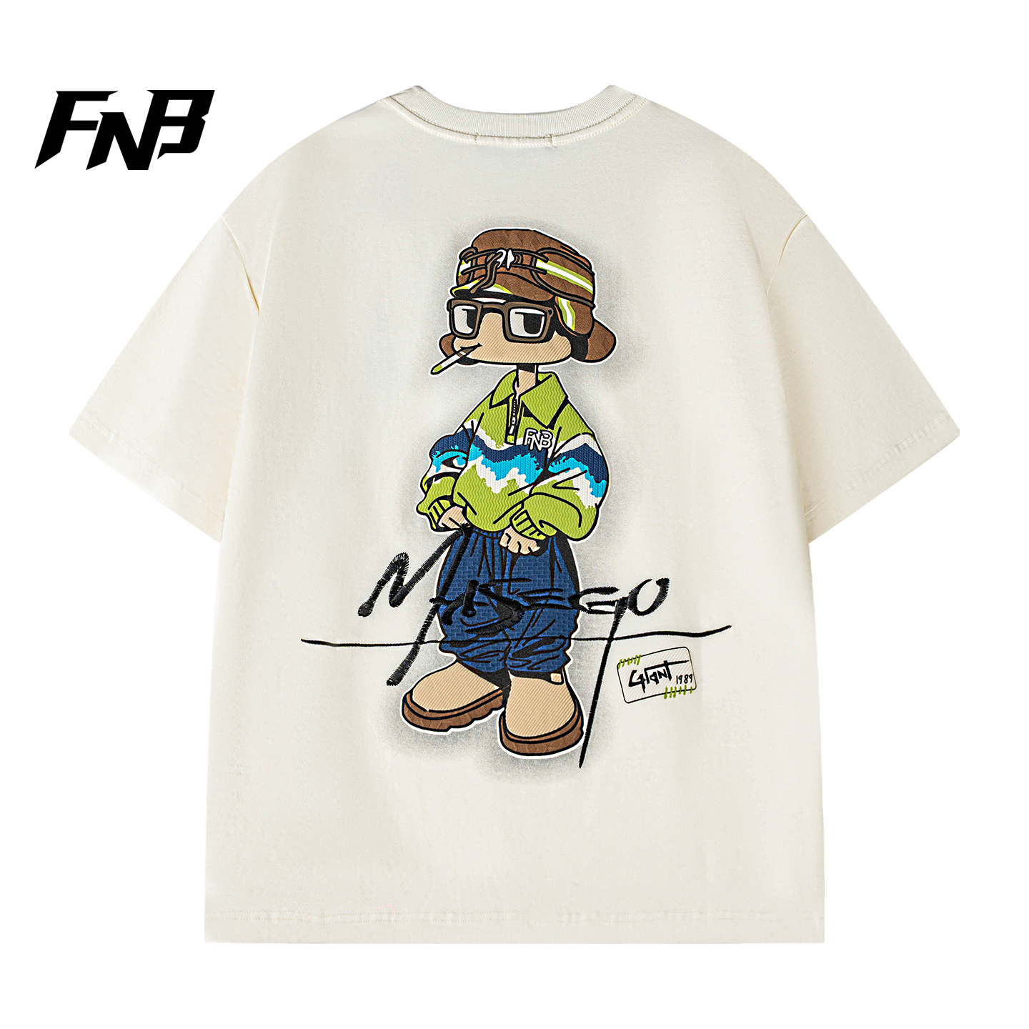 FNB青少年短袖彩绘印花潮流时尚立体T恤网红潮牌宽松打底男女上衣