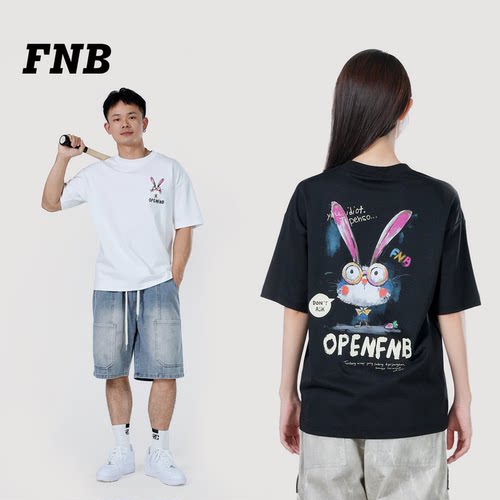 美国FNB26潮牌趣味兔印花宽松T恤
