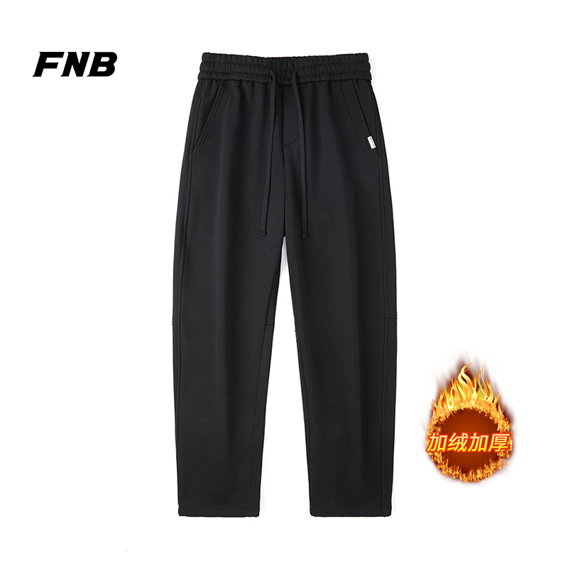 FNB潮牌弯刀卫裤重磅加厚加绒冬款休闲裤男直筒宽松大码运动长裤