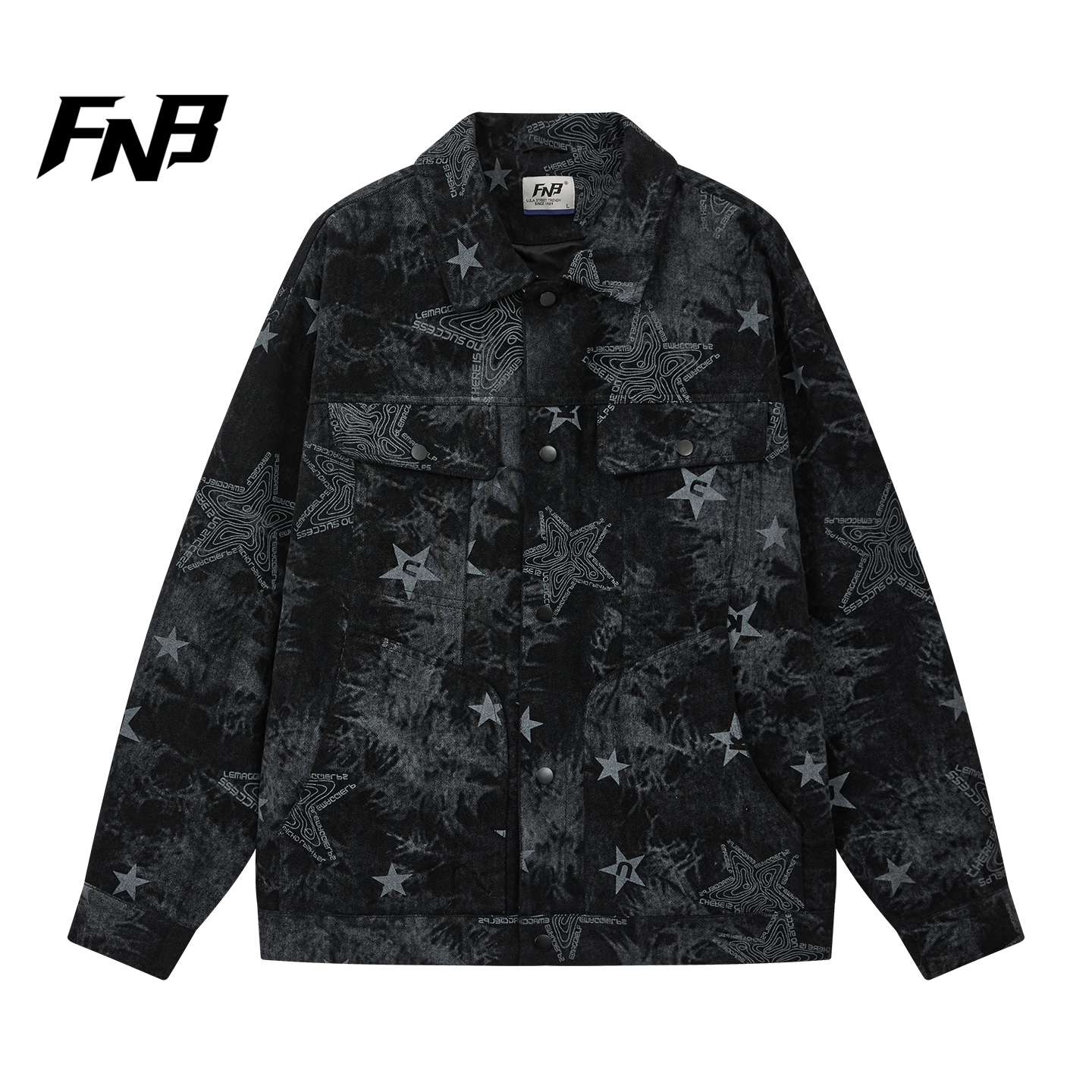FNB美式高街风星星印花扎染牛仔外套男女款宽松潮牌情侣百搭夹克