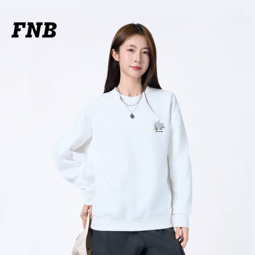 美国FNB白色简约男女宽松卫衣