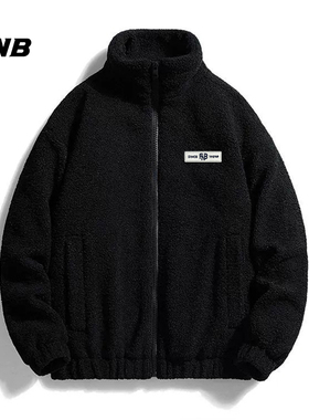 FNB潮牌简约贴标摇粒绒外套羽绒服男款冬季宽松鸭绒保暖情侣棉衣