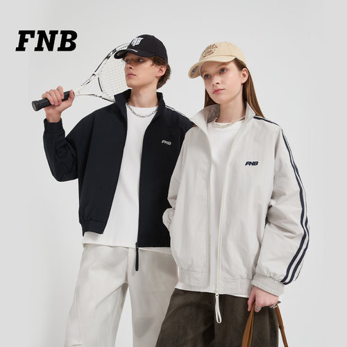 美国FNB复古立领条纹秋夹克外套