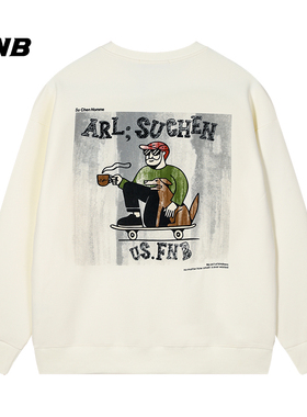 FNB潮牌秋冬男装无帽高街卫衣宽松潮流时尚运动卫衣长袖刺绣卫衣