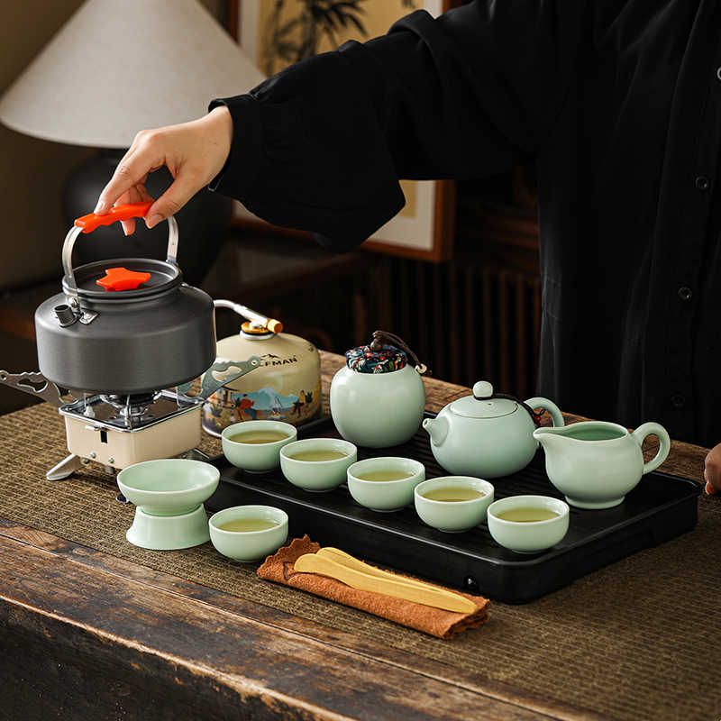 户外旅行茶具一整套装便携包功夫野外露营带烧水炉收纳泡煮茶装备
