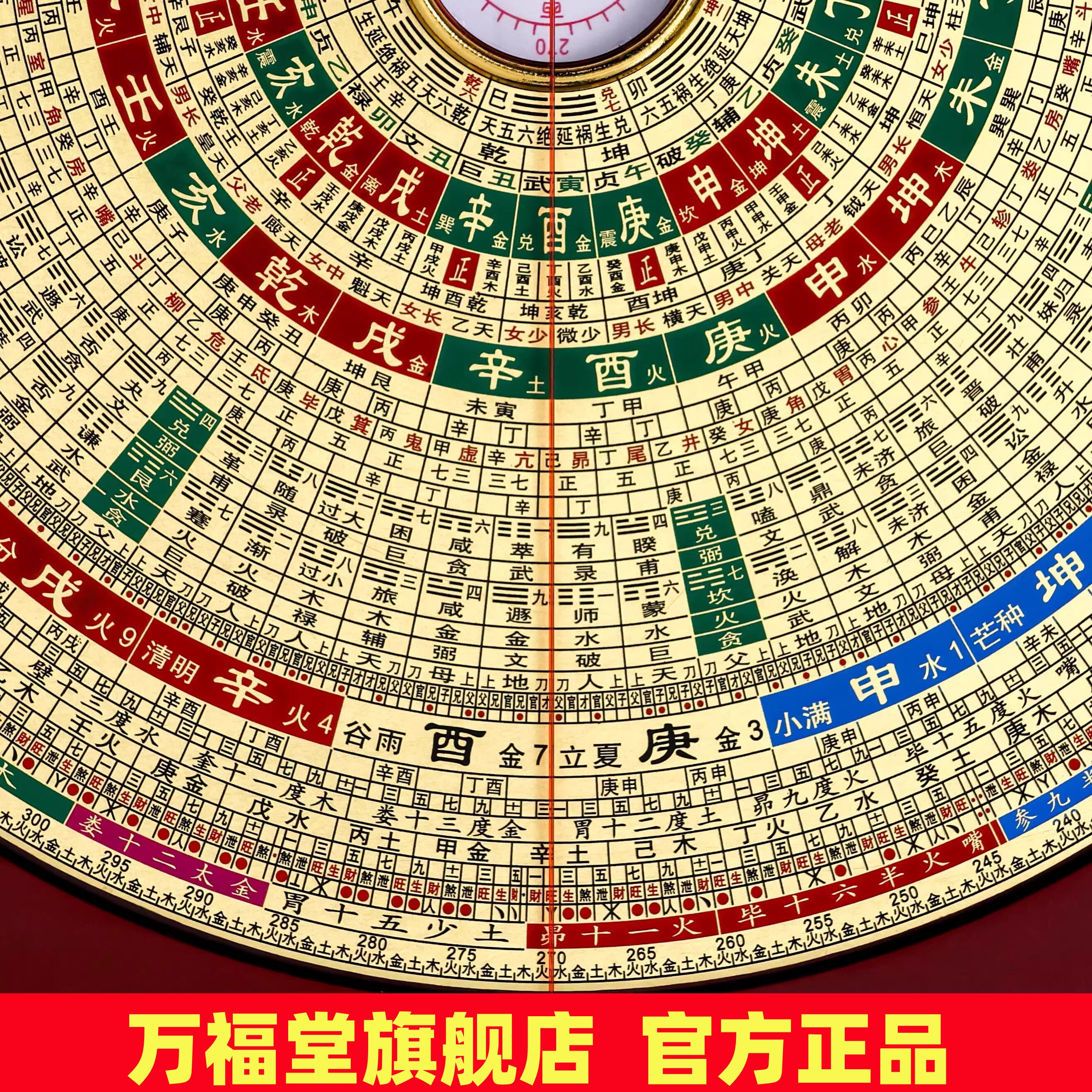 正品万福堂 铜面罗盘10寸36层三元三合综合盘高精度专业大字体