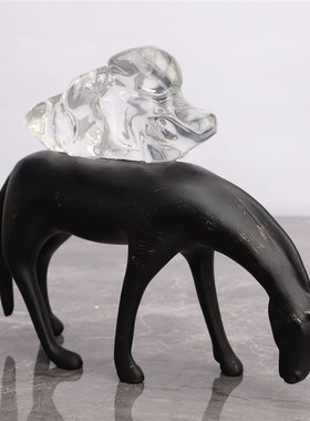 极速现代b简约树脂黑扫铜马驼货摆件样板房酒店家居玄关客厅装饰