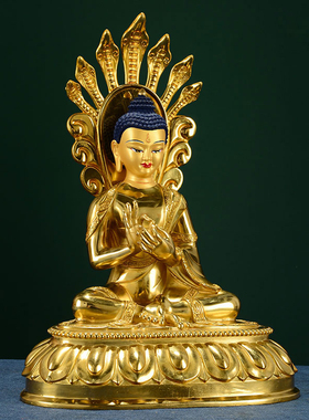 新品龙树菩萨镀h金居家客厅桌面铜家用龙女菩萨铜像摆件7/10寸