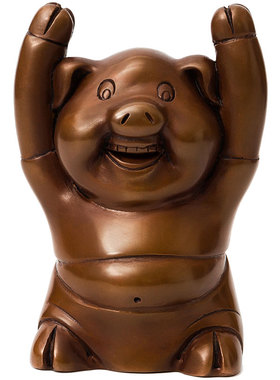 极速紫铜猪摆件 店m铺门面名片盒卡托 新年猪客厅家居装饰品生日