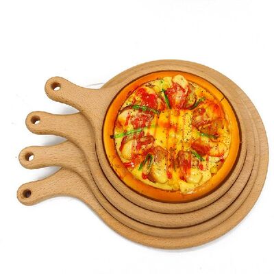 极速7-a10 Inch Round Band Handle Beech Pizza Plate Western C