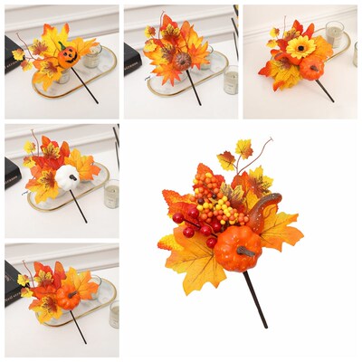 极速Halloween Decoration Maple Leaf Wreath Pumpkin PXinecone
