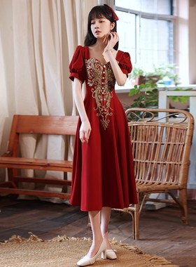 极速大码敬酒服新娘春胖mtm遮肚子小个子订婚红色小礼服平时可穿