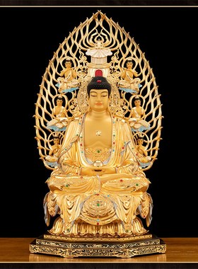 极速台湾68厘米纯铜鎏金三宝佛释迦牟尼佛阿O弥陀佛药师佛佛祖佛