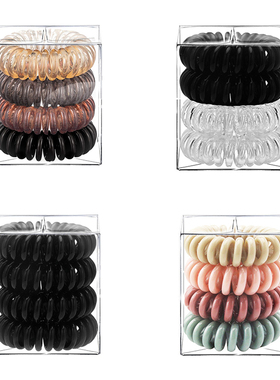 极速4 Pcs/Box Telephone Wire yElastic Hair Rubber Bands Tran