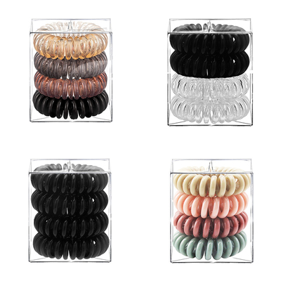 极速4 Pcs/Box Telephone Wire yElastic Hair Rubber Bands Tran