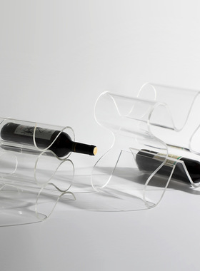 极速现代简d约家居装饰吧台透明亚克力红酒架酒吧餐厅红酒收纳摆