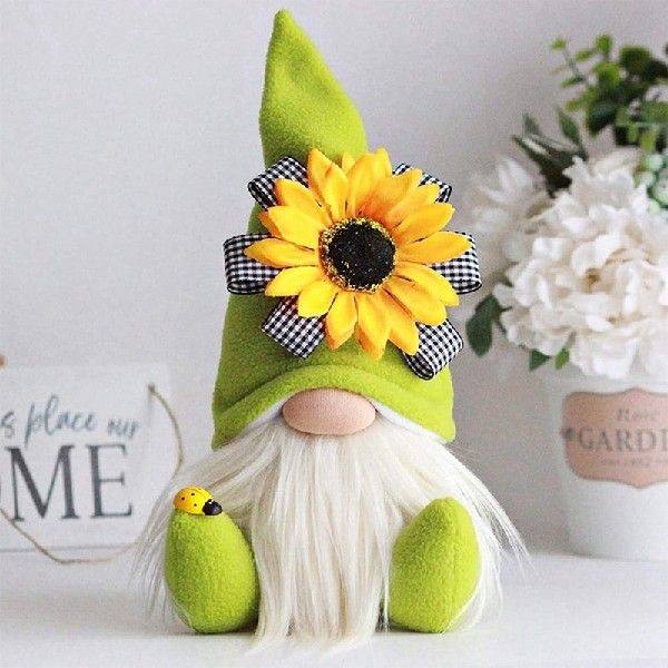极速2 PCS Sunflokwer Gnome Summer Gnomes Plaid Sunflower Gno