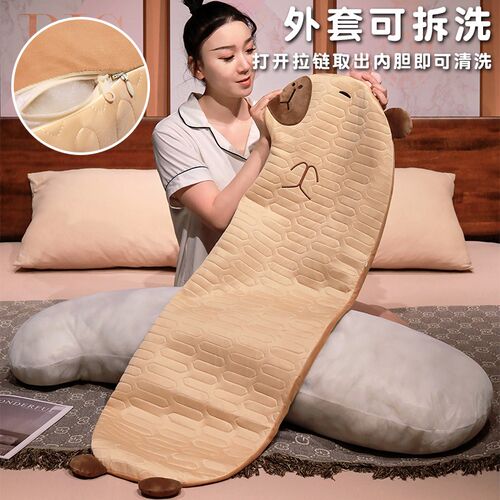 新品乳胶水豚长条抱枕床上睡觉枕头女生侧M睡夹腿神器男款靠垫床