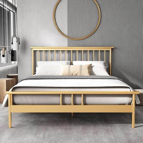 极速510欧加固铁艺1.北米单人1.8双人牀简N民约牀现代公寓铁牀架