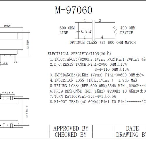 新品M-97060音频隔离变t压器  坡莫合金音频隔离变压器 音频隔离